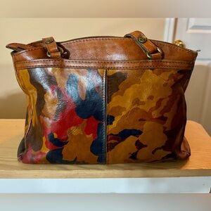Patricia Nash Leather Camo Floral Satchel Bag – Preloved & Rare